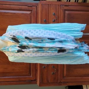 3 Baby Blue Teal Scarves Infinity Wraps Calvin Klein LOT